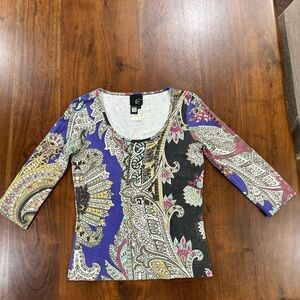 Just Cavalli Roberto Cavalli Y2K Style Mozaic Print Top Size Small